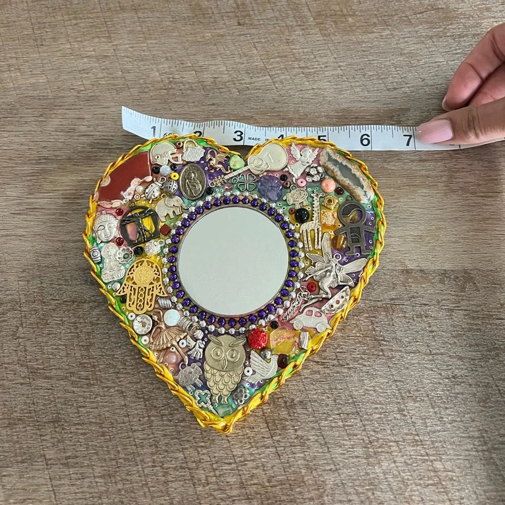 Handcrafted Heart Mirror – Unique Mexican Folk Art Decor, One-of-a-Kind✨